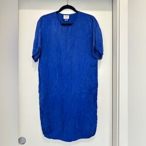Russ Berens Malibu Royal Blue Oversize Rayon Doeskin T Shirt Mini Dress S